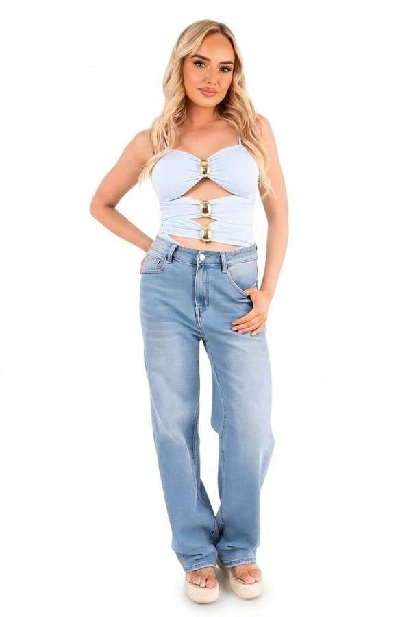 Madelyn Cut Out Sleeveless Bodysuit - Sky Blue_wb