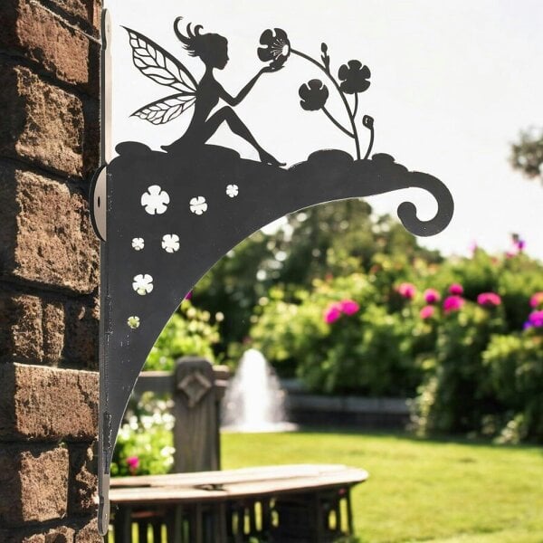 EDH Door Hardware Epsom Door Handle Decorative Metal Fairy Hanging Basket Bracket – Heavy-Duty Wall Hook for Planters, Bird Feeders & Outdoor Décor