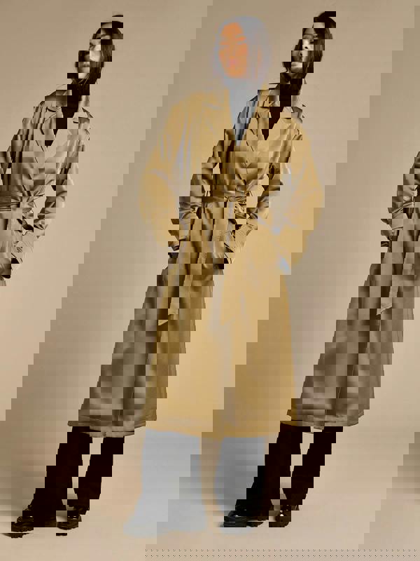 GWD Francine Khaki Tie Waist Trench Coat