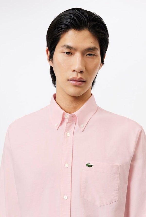 Lacoste Men's Regular Fit Cotton Oxford Shirt - Pink