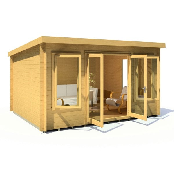 Shire Emneth 10Gx13 Pent Log Cabin 19mm interlock  Cladding - Best Shed