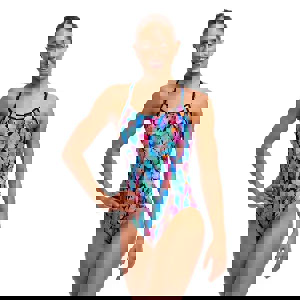 Funkita Tickle Torture Diamond period proof swimsuit with multicolored feathers