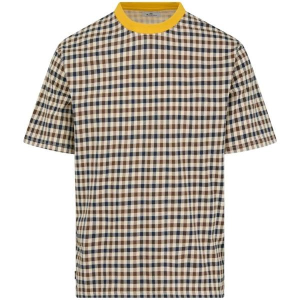 Aquascutum Active CHECK T SHIRT  AA B006 TS007 15 YELLOW T-Shirt Mens M