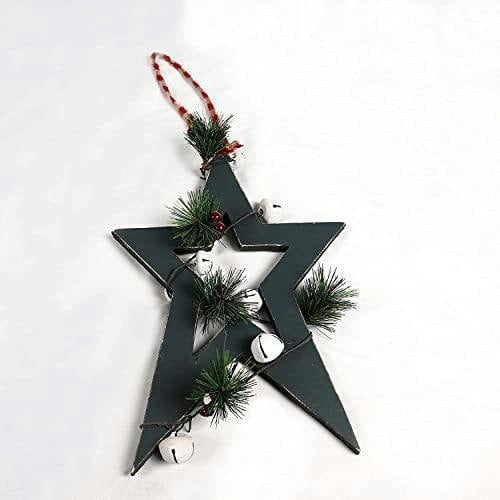 36cm Wooden Hanging Star Decoration in Green for Christmas Home and Seasonal Displays image 7