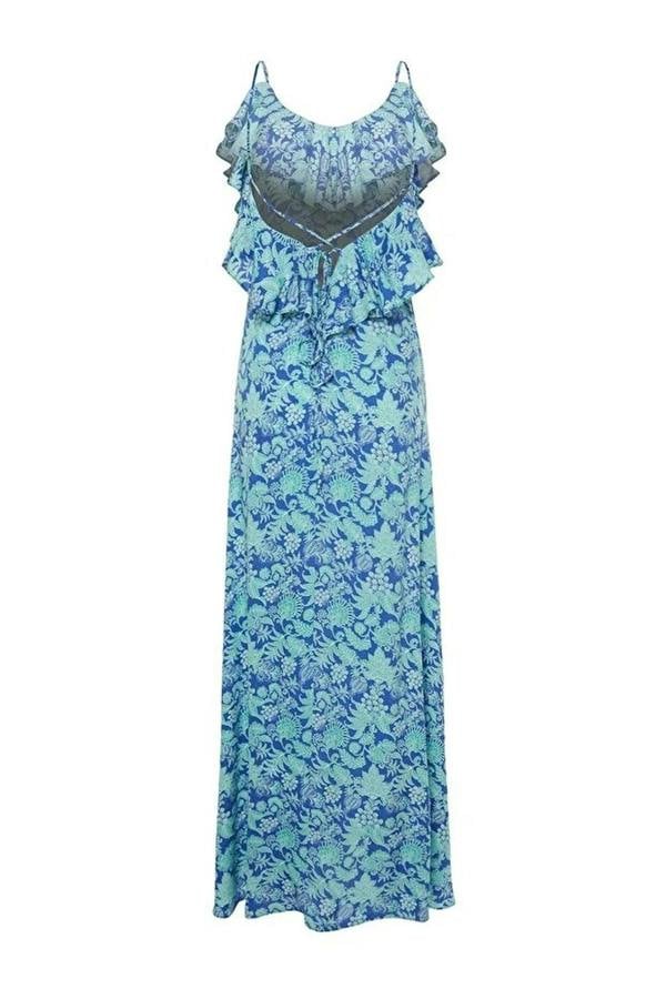 WOVCOR Woven Ruffled Beach Midi Dress