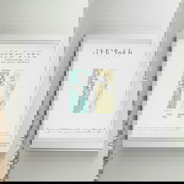 Personalised Memento Company Personalised Birth Flower Family of 2 White Framed Print