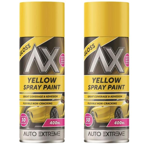 Auto Extreme 2X Auto Extreme Yellow Gloss Spray Paint 400ml