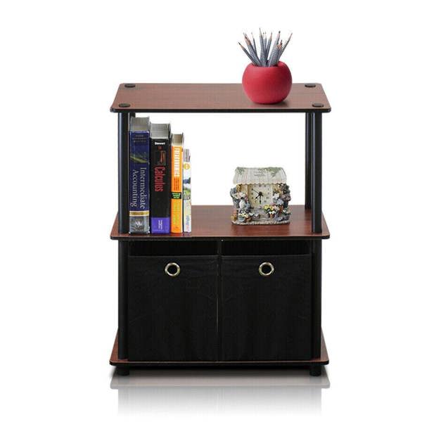 WALPLUS Turn-N-Tube 3-Tier Multipurpose Storage Rack Shelving Unit w/Bins, Dark Cherry/Black perfect for organized storage and display