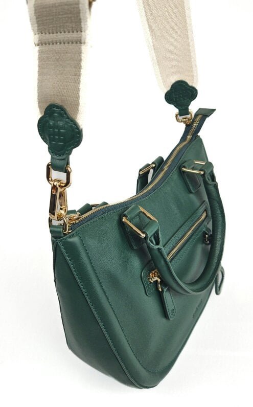 SADDLER "Chloe" Real Leather Twin-Handle Handbag with Crossbody Strap - Handmade, with Keepsake Pouch