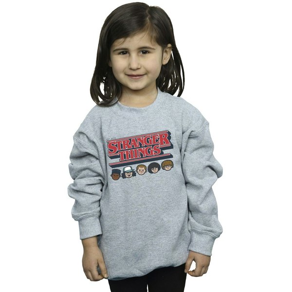 Netflix Girls Stranger Things Caricature Logo Sweatshirt - Sports Grey