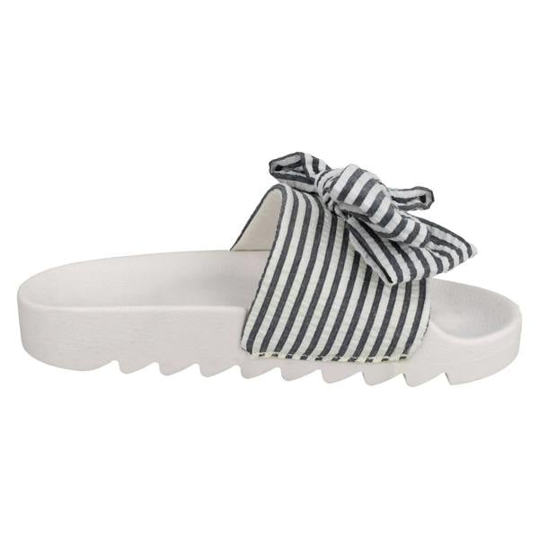 Spot On Ladies Spot On Striped Bow Vamp Sliders