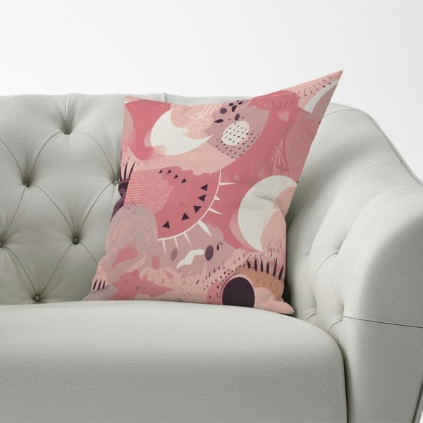 Warren Reed Abstract Pink White Cushions