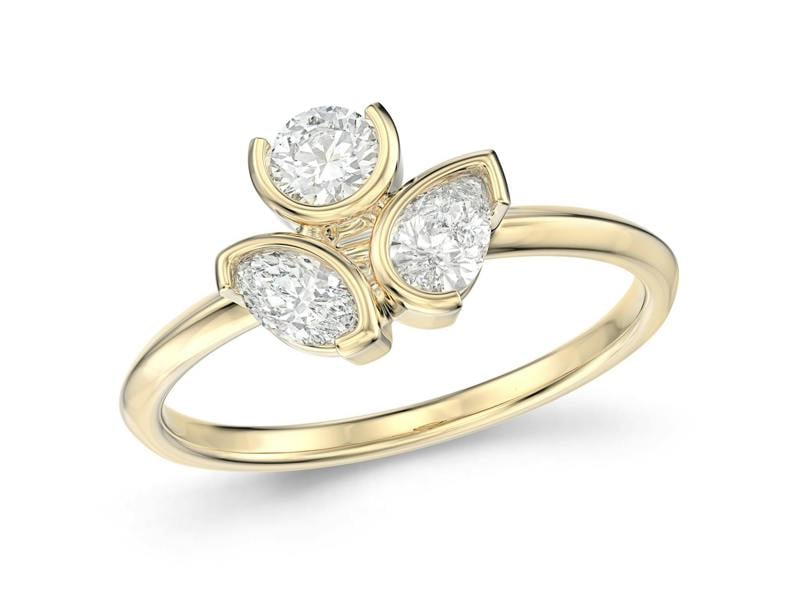 Sarah Layton Mixed Three Stone Ring, 0.51ct Laboratory Grown Diamonds - 9ct Yellow Gold - A16.00050.9YLCM
