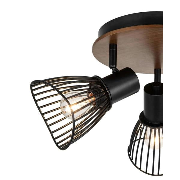 COSYLYTE Hadley 3 Light Matt Black Wire Shade Spotlight