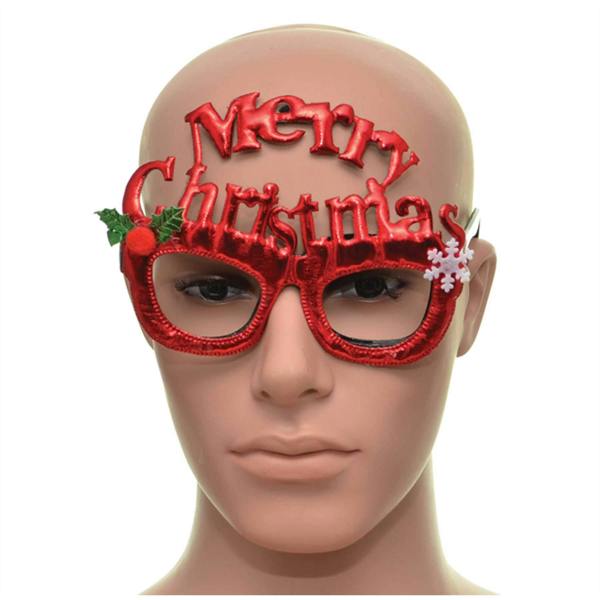 Red Merry Christmas Glitter Party Glasses for Festive Dress-Up, Photos and Seasonal Celebrations image 1