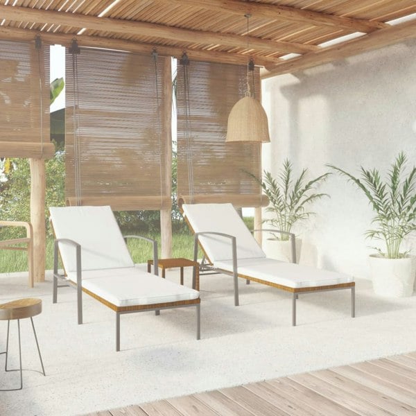 Berkfield Sun Loungers 2 pcs with Table Poly Rattan Brown