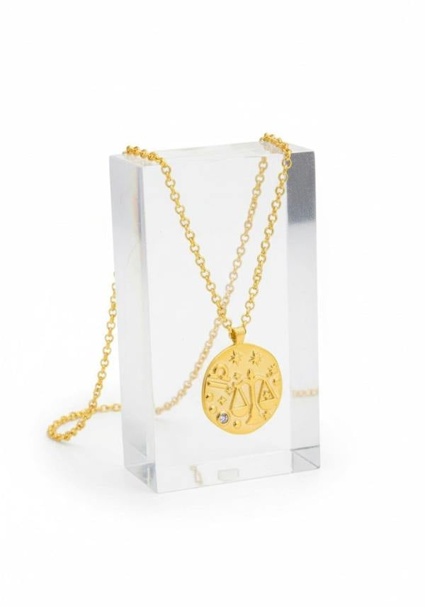 Latelita Zodiac Birthstone Talisman Necklace Libra Gold