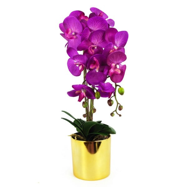 Leaf 52cm Artificial Orchid Large - Purple / Gold