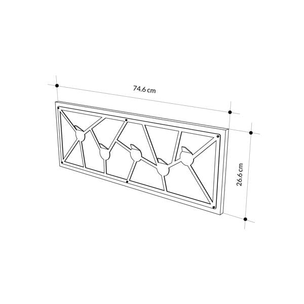 Decortie Modern Trace Wall-Mounted Oak Hanger with 5 Metal Hooks Entryway, Hallway Bedroom Coat Rack 74.6(W)x1.80(D)x26.6(H)cm