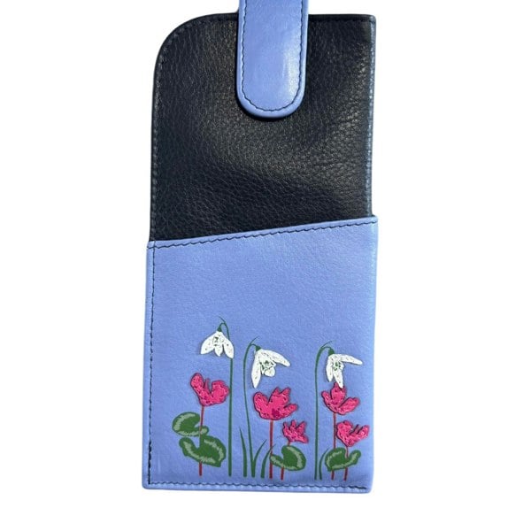 Mala Leather Snowdrop Floral Leather Glasses Case – Wide Fit with Magnetic Closure & Dust Bag