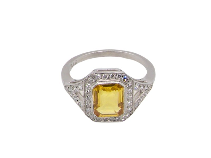 Vintage Tom A Yellow Sapphire and Diamond Cluster Ring