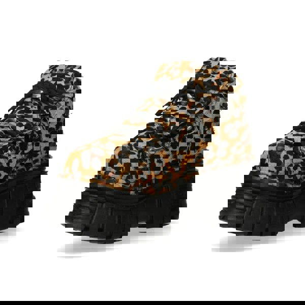 New Rock M-106-C192 Leopard Brown Leather Gothic Ankle Boots