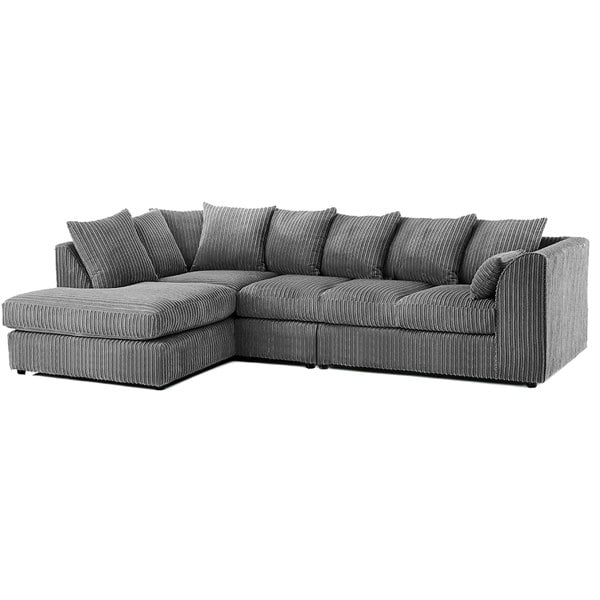Furnishings For Less Luxor Full Cord Fabric 5 Seater Corner Sofa Scatter Back