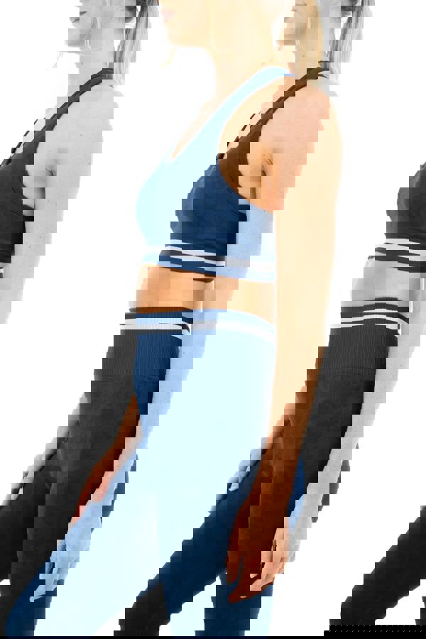 Smart Living Women's Leopard Print Seamless Padded Sports Bra - Navy