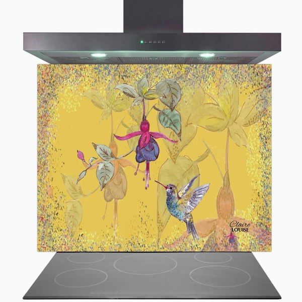 Claire Louise - Designer Powder Bloom Fuchsia Glass Kitchen Splashback