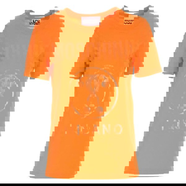 Moschino Double Question Mark Monotone Logo Orange T-Shirt