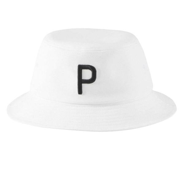 Puma P Embroidered Logo Golf Bucket Hat - Bright White - 