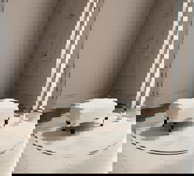 Compact Off-White Footstool for Small UK Living Rooms - ISTOOLS