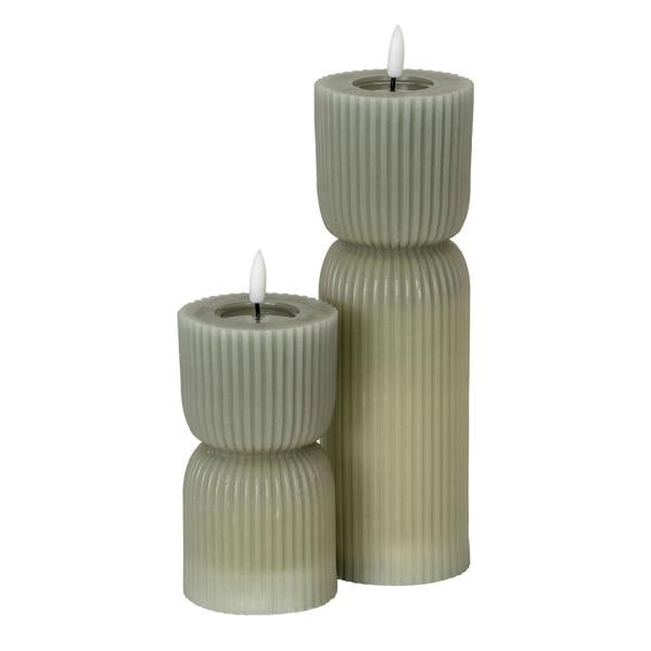 Luxe Collection Natural Glow 2.75x10 Grey Carved LED Candle