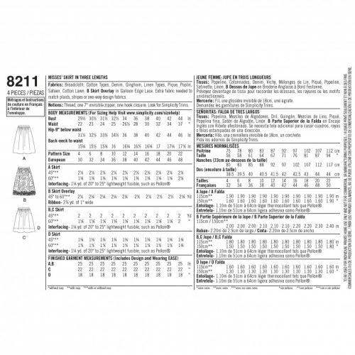 Simplicity Sewing Pattern 8211, Skirts for Women, D5 (4-6-8-10-12) - Easy