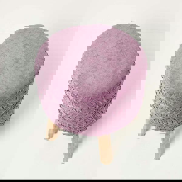 HOMESCAPES Lyla Pleated Velvet Footstool, 40 cm Tall