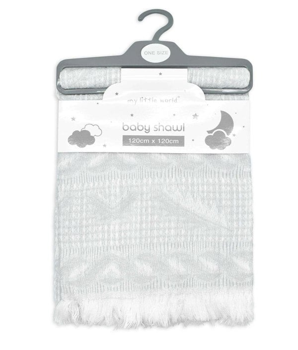 My Little World Baby Shawl - Grey - 120cm x 120cm