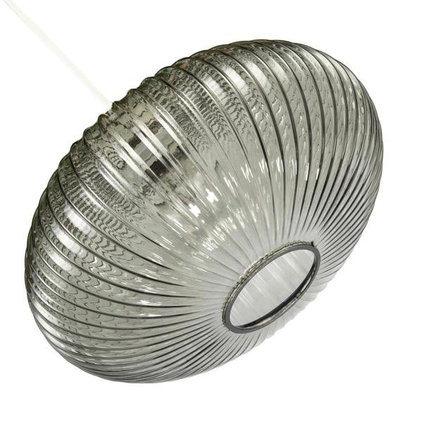 Modern Designer Smoked Grey Line Ribbed Glass Oval Pendant Lamp Shade Image 3