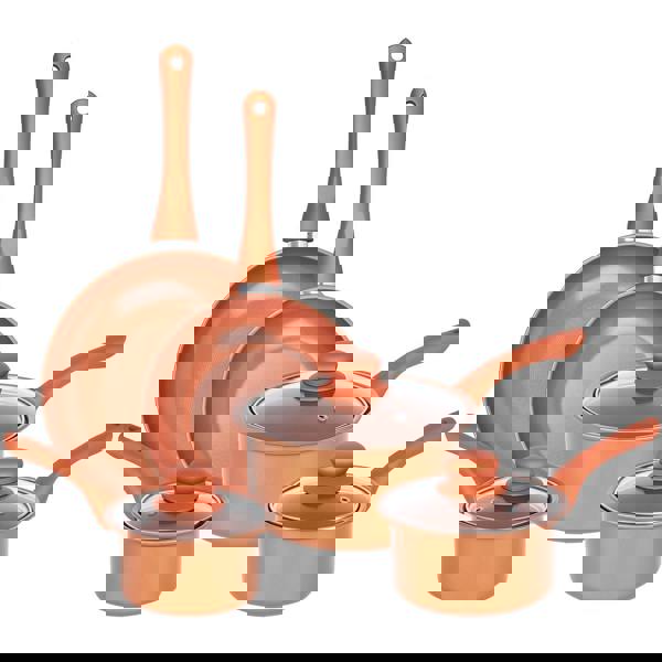 Gr8 Home 8 Piece Copper Carbon Steel Non-Stick Cookware Set with Lids