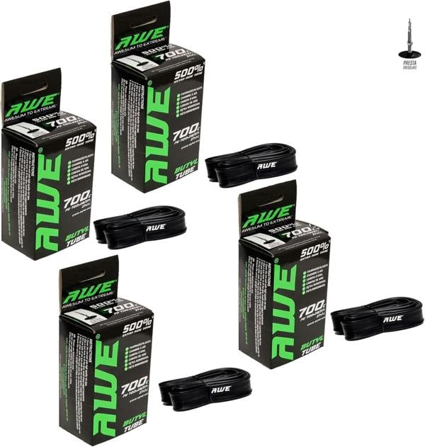 Awe 4 x Butyl Rubber 700 X 28/37 C Inner Tube 500%* Extra Ride Time 27 X 1 ¼ Presta Valve
