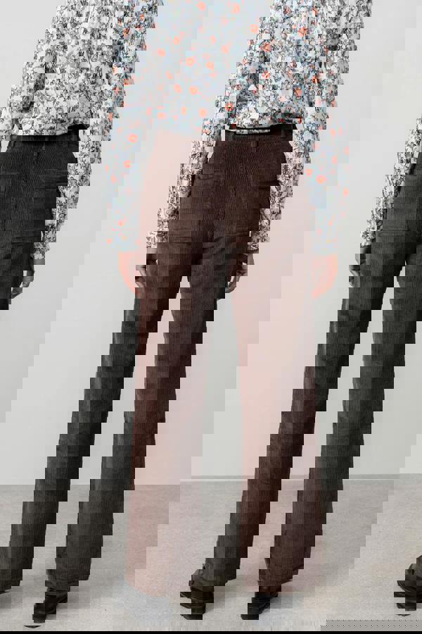 Lily & Me Strachan Stretch Cord Wide Leg Trouser Chocolate