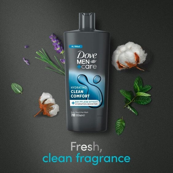 Dove Men+Care Hydrating Clean Comfort 3in1 Hair, Face and Body Wash 3x700 ml