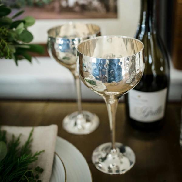 Culinary Concepts Pair of Hammered Wine Goblets