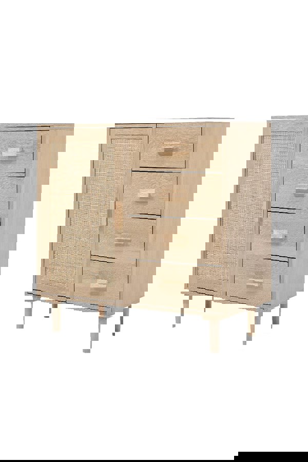 Living and Home Wood and Rattan Accent Side Cabinet