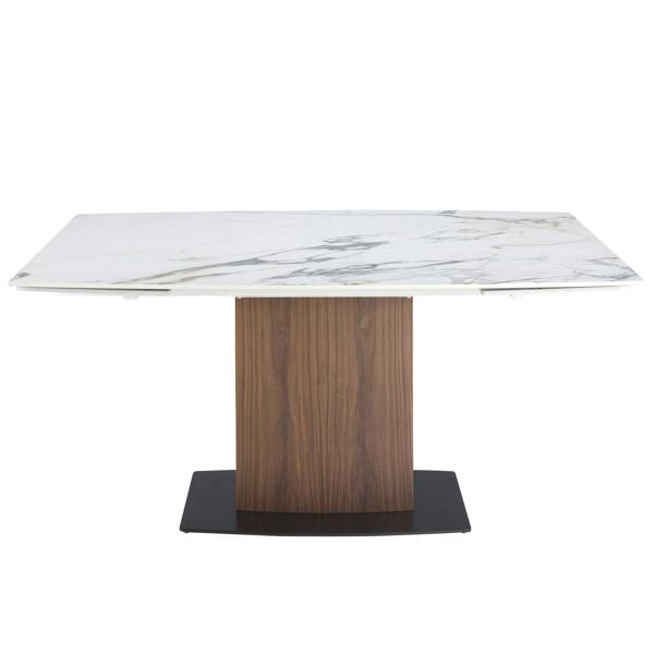 Angel Cerdá Oval Barrel porcelain marble and walnut extending dining table 1133