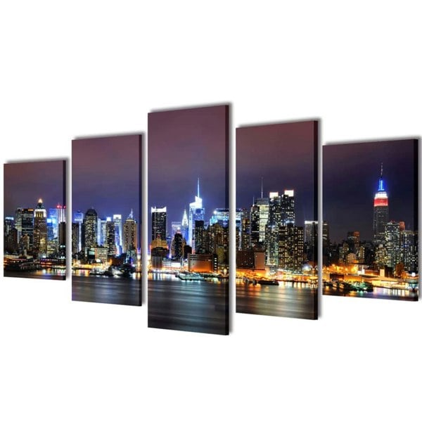 Berkfield Canvas Wall Print Set Colourful New York Skyline 200 x 100 cm