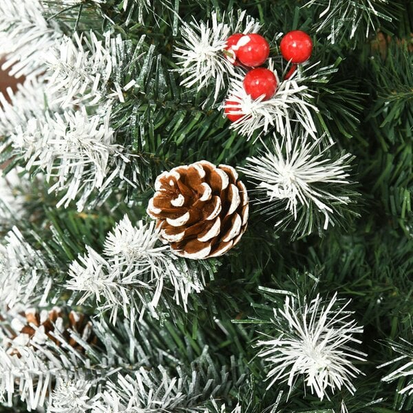 Neo Christmas Tree Artificial 7-Foot Flocked Pine Cone Red Berries