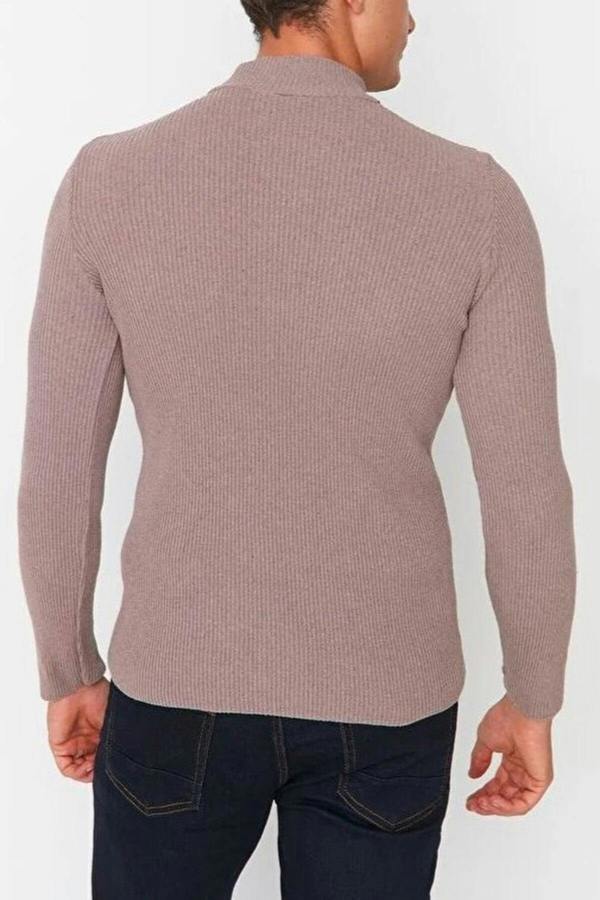 WOVCOR Half Turtleneck Ribbed Knit Men's Sweater