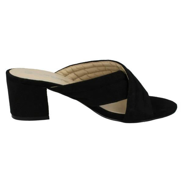 Anne Michelle Ladies Anne Michelle Mid Heel X Strap Vamp Mule Sandals