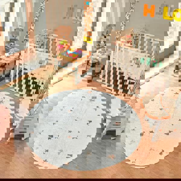 Livabliss Lillian-Kids Beige Orange Green Grey Washable Rug for Children's Rooms