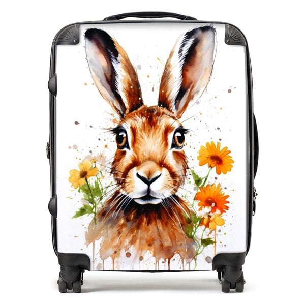 Warren Reed Watercolour Hare and Daisies Suitcase